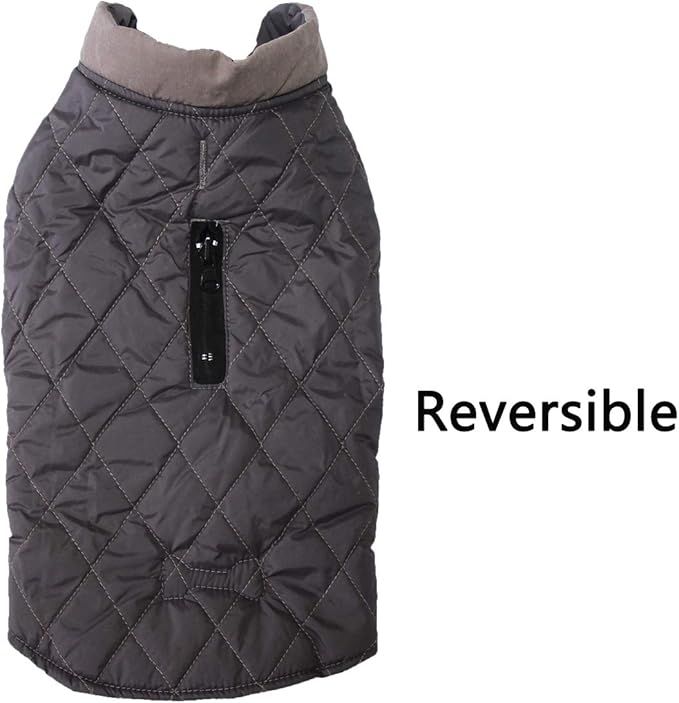 Reversible Dog Coats for Small Dogs Waterproof Warm Puppy Jacket for Cold Winter,Grey S