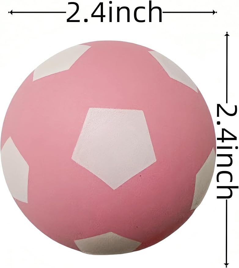 4 Pack Squeaky Balls for Dogs, 2.4 Inch Eco-Friendly Rubber Dog Squeaky Toy, Colorful Football Pattern Squeaky Toys for Dogs (Orange, Green, Pink, Light Blue)