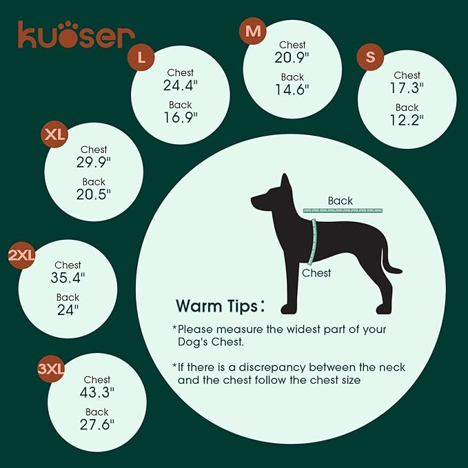Kuoser XL Insulated Dog Vest | Big Breed Jacket for Huskies & Shepherds | Reinforced Seams Withstand Snow Play, Breathable, Red XL