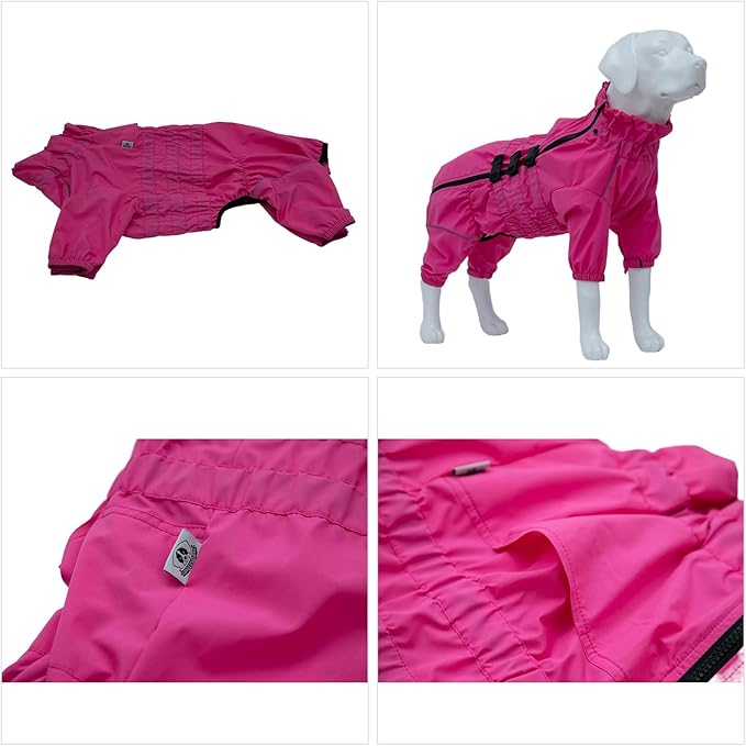 Dogs Waterproof Jacket, Lightweight Waterproof Jacket Reflective Safety Dog Raincoat Windproof Snow-Proof Dog Vest for Small Medium Large Dogs Rosered M