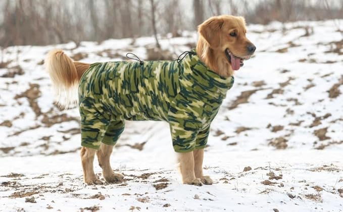 ROZKITCH Dog Jackets for Large Dogs Camo with Long Sleeve, Pet Windproof Warm Cold Weather Jacket Vest with Luminous Zipper, Jumpsuit Apparel Outfit Clothes for Small Medium Large Dog Camo XS