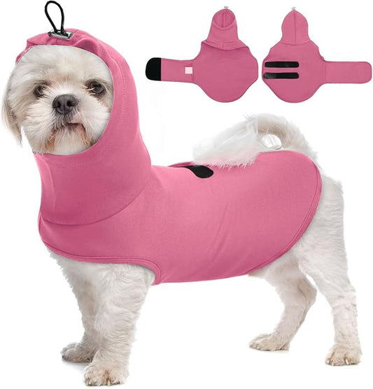 X-Small Anxiety Vest for Dogs,Sleeveless Lightweight Calming Shirt |Adjustable with Chest & Hood for Puppy,Anti-Anxiety Clothes for Noise,Fireworks,Storm(Rose)