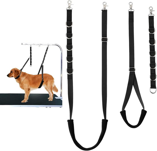 Dog Grooming Loops Supplies Pet Dog Grooming Belly Straps Belly Band Black Solf Comfrotable & Adjustable Grooming Tools for Grooming Tables Arms Ideal for Groomers (Black)