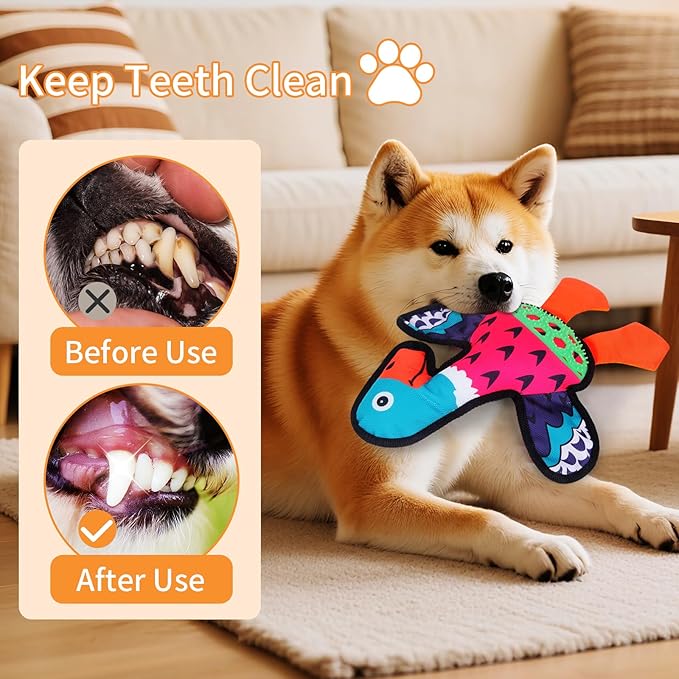 Interactive Squeaky Dog Toys,Crinkle Dog Toy to Keep Them Busy,Colorful Absurd Duck Dog Toys,Fun for Indoor Puppies,Chewing and Playing(Pink)
