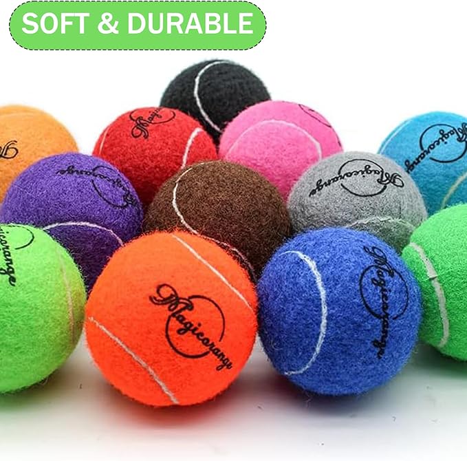 Magicorange 20 Pack Dog Tennis Balls, Tennis Balls for Dogs,Pet Ball Come with Mesh Bag for Easy Transport, Colorful Easy Catching Pet Dog Balls(Multi-Color, 20 Pack)