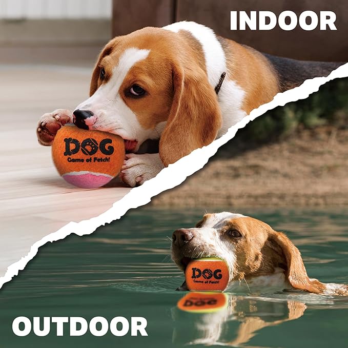 AMA SPORT Squeaky Tennis Balls for Dogs 2.5" Small Medium Dog Tennis Balls for Throwing and Fetching Dog Toys for Training, Exercise, High Bouncing 4 Pack (Orange Light Blue)