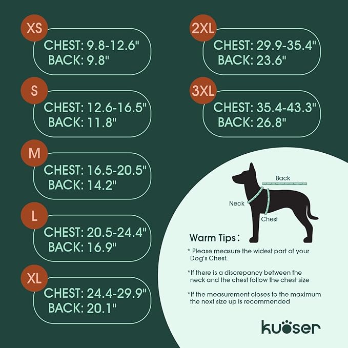 Kuoser Dog Jacket, Winter Dog Coats for Medium Dogs, Cold Weather Coats Pet Clothes, Doggie Snow Jacket for Frech Bulldog, Boston Terrier, Black L