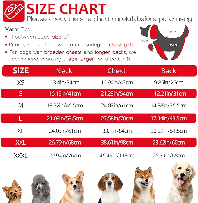 Dog Winter Coat with Harness, Dog Jacket, Pet Clothes with Zipper on Back, Waterproof Windproof Warm Vest, Reflective Cold Weather Coats, for Small Medium Large Dogs, Thick, Red, L