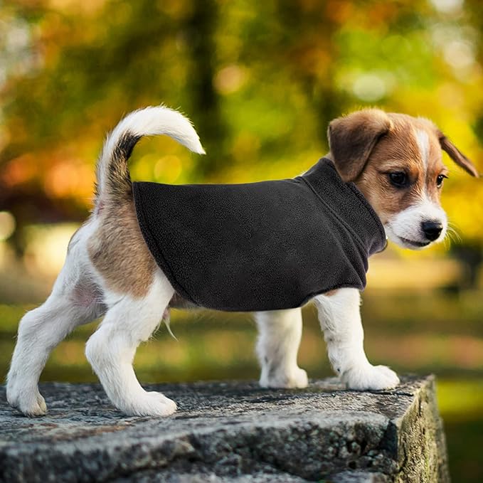 FUAMEY Dog Fleece Vest for Large Dogs,Warm Stretchy Dog Sweatshirts Pullover with Leash Hole Dogs Sweater Soft Pet Turtleneck Cozy Pet Vest Lightweight Sleeveless Black L