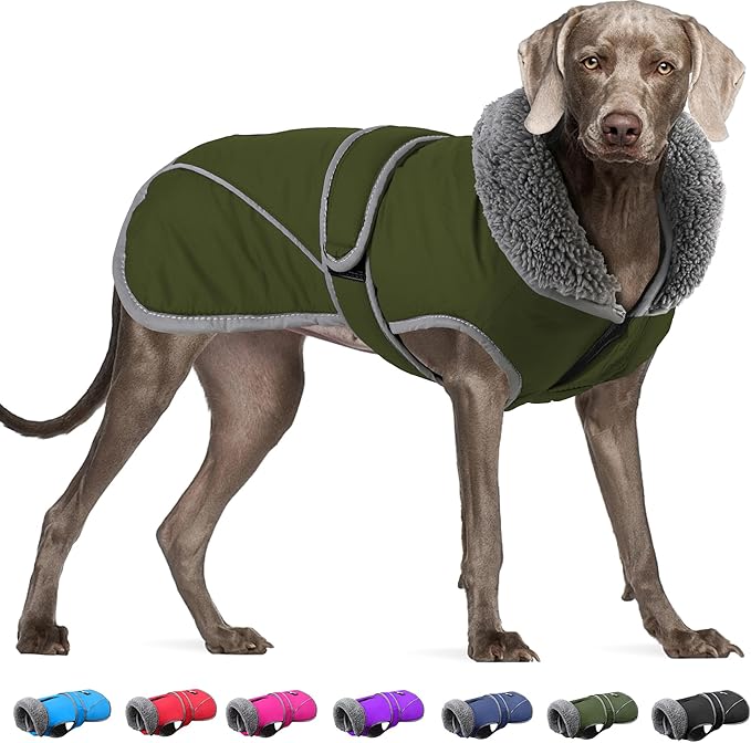 Dogcheer Dog Winter Coat,Fleece Collar Jacket Warm Vest Reflective Adjustable Sweater for Cold Weather,Windproof Waterproof Snow Coat for Small Medium Large Dogs,XXXL(Chest Girth 34.6-45.3,Back 28.7)