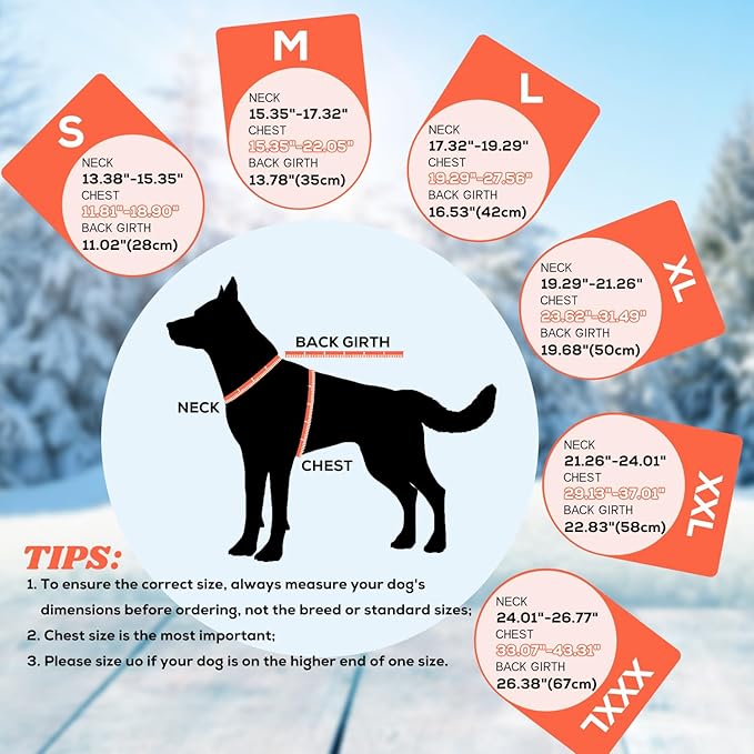 EMUST Dog Winter Coat, Thick Windproof Pet Jacket Winter, Pet Dog Vest for Small/Medium/Large, Orange, XXL