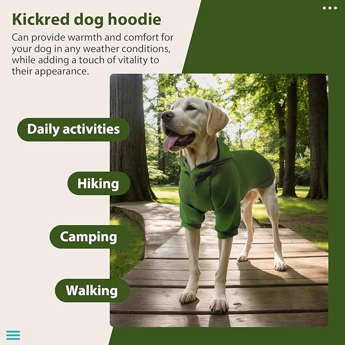 Basic Dog Hoodie, Premium Dog Sweater Pullover, Soft & Comfy Cotton Pet Clothes Hoodies with Hat and Leash Hole, Doggy Puppy Sweatshirt Coat for Small Medium Large Dogs - Army Green (Medium)