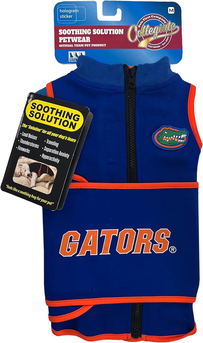 NCAA Florida Gators Dog Anxiety Shirt Calming Soothing Vest, for Dogs & Cats with Anxiety, Fears, Fireworks, Loud Noises, Dark, Lonely Keeps Dogs Calm & Feeling Safe, Relaxing Jacket, Small