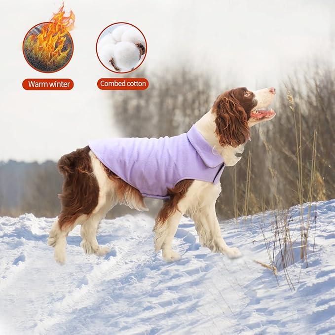 Fleece Dog Coat Winter Pet Jacket Reflective for Cold Weather for Large Medium Small Dogs(Purple,XS)