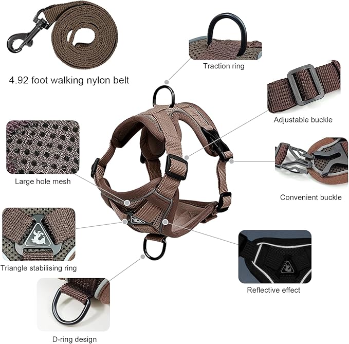 Escape Proof Kitten Harness and Leash Set - Adjustable Soft Mesh Vest for Small Cats, Reflective Breathable Walking Harness with 4 Buckles