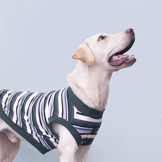 Extra Large Dog T Shirts Clothes Sleeveless Tank Top Vest for Labrador Rottweiler Great Dane, Green, 3X-Large