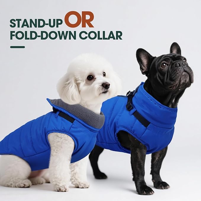 Kuoser Winter Dog Coat for Medium Dogs, Cold Weather Jacket & Vest for French Bulldog, Boston Terrier, Blue M