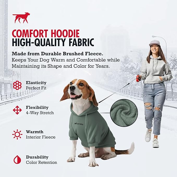 Tuff Pupper Dog Hoodie | Premium Quality 100% Organic Cotton | Ultra Soft Interior for Superior Comfort | Elastic Cuffs & Drawstring for Warmth | Stretch Fit Suitable for All Breeds (Teal, 3XL)