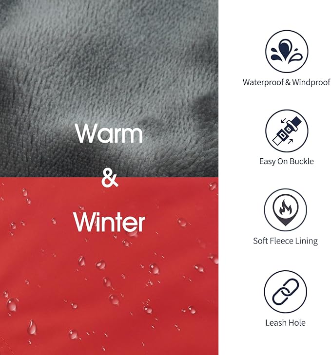 IECOii Warm Dog Coat - Adjustable Jacket with Reflective Fleece Turtleneck for Cold Weather, Soft Winter Coat for Small to Extra Large Dogs
