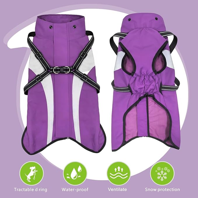 Mosucoirl Dog Raincoat Waterproof Raincoats for Dog Reflective Dogs Rain Jackets with Hood Hoodie Pet Rain Poncho Coat for Small Medium Large Dogs Puppies S-XXL (Purple, S)