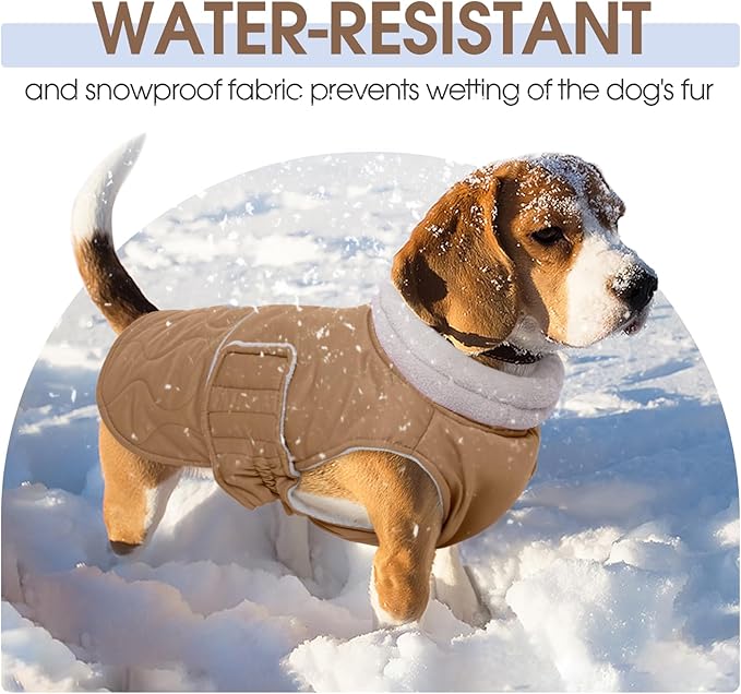 FUAMEY Winter Warm Dog Coat, Fleece Turtleneck Jacket, Thick Waterproof Windproof Cold Weather Coats, Snowsuit Vest for Small to Large Dogs