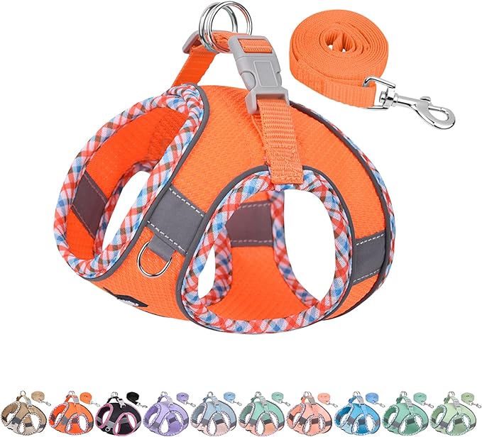 AIITLE Tiny Dog Harness - Lightweight Mesh Step-in Vest for Puppy, Reflective & Escape-Proof Design with High-Stick Magic Tape - Indoor/Outdoor Use for Chihuahua, Maltese, Shih Tzu(Orange, XXXS)
