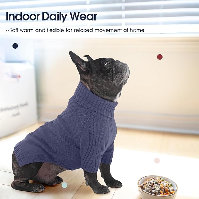 IECOii XXL Dog Sweater,Thermal Knit Big Dog Sweater with Sleeve,Pet Turtleneck Doggy Sweatshirt for Extra Large Dogs Boy Girl,Stretchy Large Dogs Cold Weather Outfit Pitbull Clothes,(Blue,XXL)