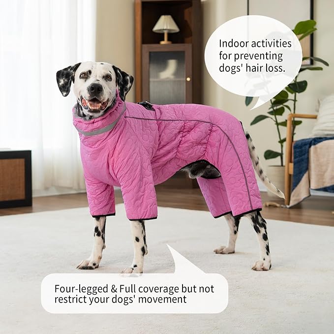 Four Legged Dog Winter Coat for Small Dogs, Warm Puppy Onesie Clothes Christmas, Reflective Turtleneck Dog Jacket with Buckles & D-Rings, Puffer Cold Weather Coat Zipper