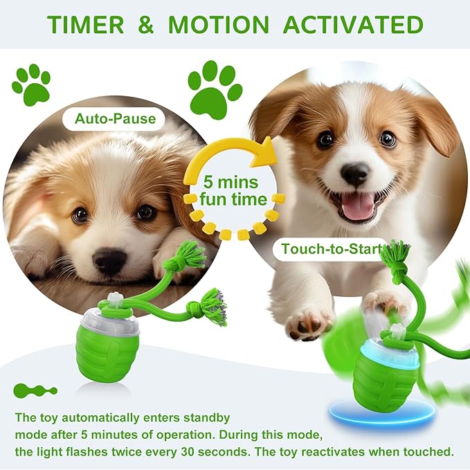 Interactive Dog Toys, [2025 Newly Upgraded] Interactive Dog Ball for Small Dogs, Automatic Moving Dogs Toy Wicked Ball for Boredom & Training, Play Music, USB Rechargeable(Green)