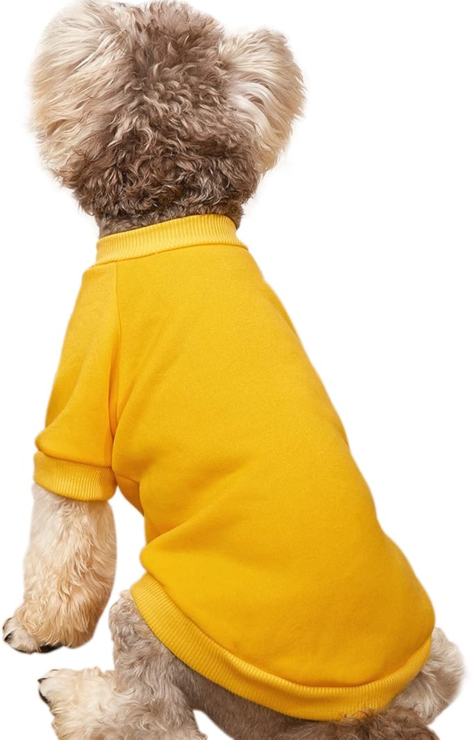 Puppy Sweater for Small Dogs Clothes Warm Winter Cat Clothe Pet Sweatshirt Knitwear Doggie Kitten Clothing, Yellow, XX-Small