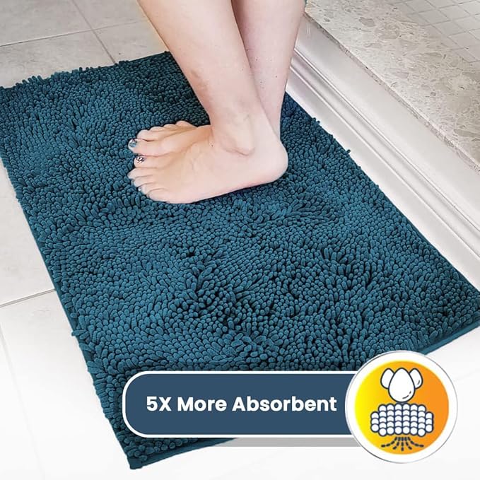 Muddy Mat® Original Dog Door Mat for Muddy Paws, Super Absorbent Microfiber, Non-Slip Washable Pet Rug, Quick Dry Chenille Entryway Carpet, Machine Washable Indoor Outdoor mat, Atlantic Blue 24"x120"