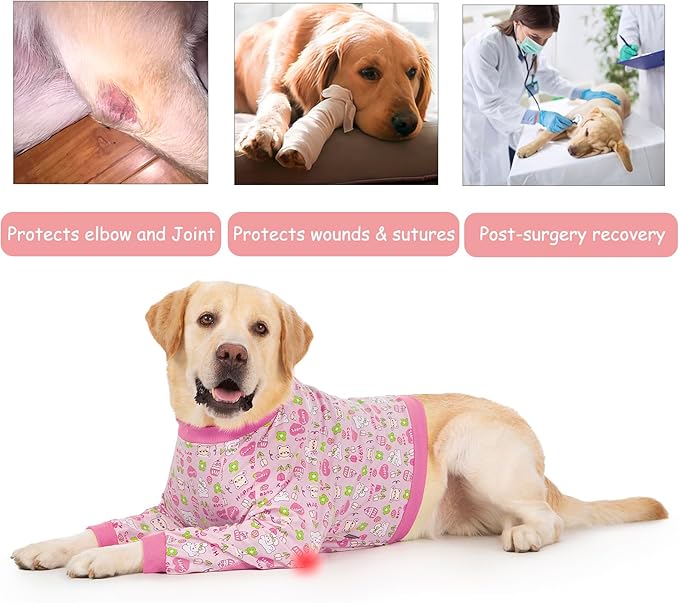 Dog Recovery Shirt for Front Legs, Dog Elbowpads Sleeve Protect Dogs Elbows Arms,Stop Licking Joints After Surgery, Help with Injury Healing Covers The Wound, Cone Alternatives (Pink, 4XL)