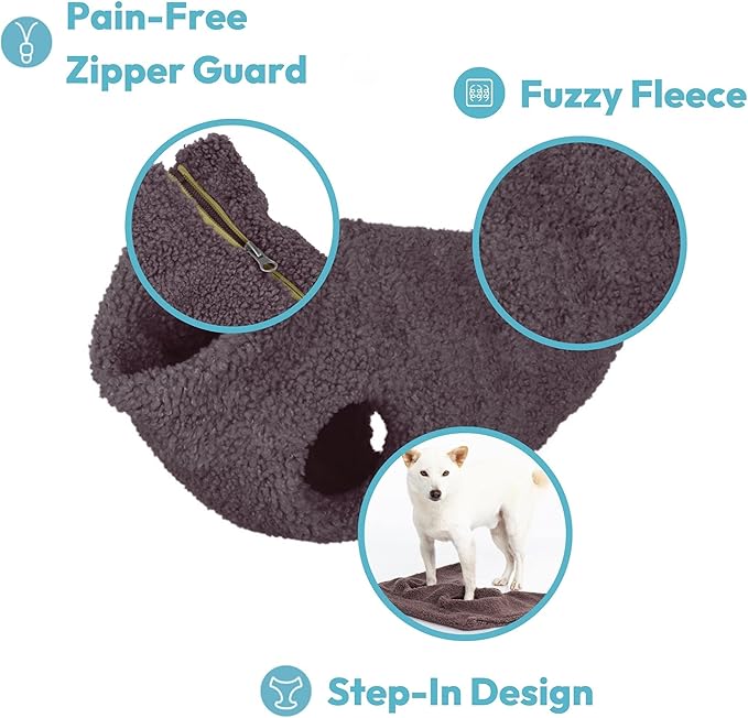 Gooby Sherpa Vest - Stone Blue, 3X-Large - Warm Fuzzy Fleece Step in Dog Jacket - Winter Small Dog Sweater for Everyday Use