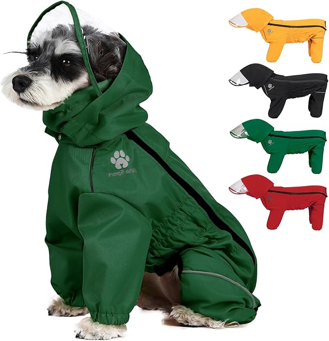 PINA Dog Raincoat - Waterproof Dog Jacket with Hood and Reflective Strap, Lightweight Poncho for Wet Weather, Full Wrap Design for Full Protection