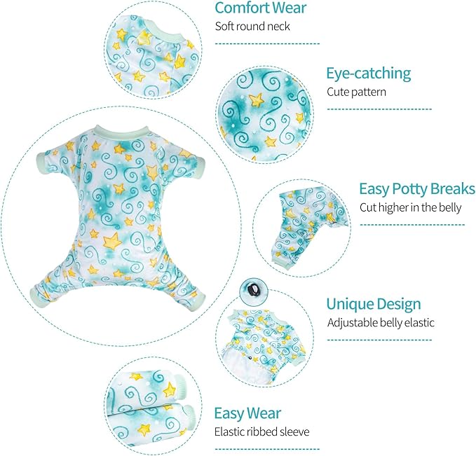 CuteBone Small Dogs Outfit Soft Puppy Onesies Pjs Dog Pajamas Pet Coat Cat Apparel Comfy Doggie Jumpsuit Bodysuit for All Seasons P279M
