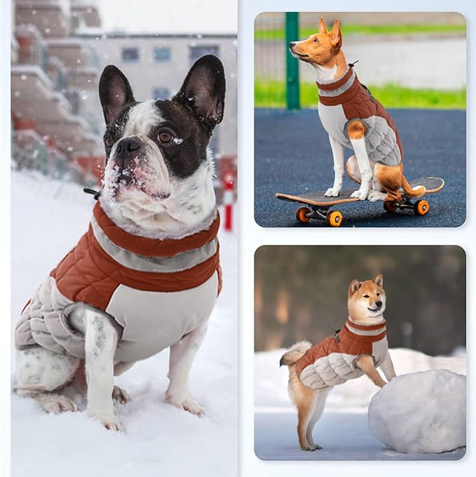 Dog Winter Jacket Cozy Reflective Waterproof Windproof Warm Pet Garment,Comfortable Cold Weather Fleece Apparel Outfits with Zipper Closure for Small Medium Large Dogs Puppy Walking,X-Large
