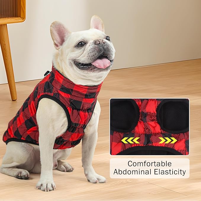 SCENEREAL Dog Winter Coat - Warm Dog Jacket with Built-in Harness for Small & Medium Dogs, Waterproof Cold Weather Coat with Zipper, Fleece Puffer Vest Windproof Snow Clothes for Puppy & Pet