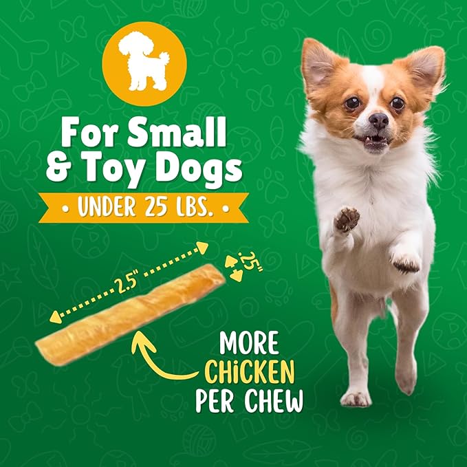 Chicken Wrapped Rawhide Dog Treats for Toy Dogs Under 25 lbs. – 80ct. Rawhide Chew Sticks – Limited Ingredient Long Lasting Chews Made in The USA with Natural Chicken and Beef Hide Twists