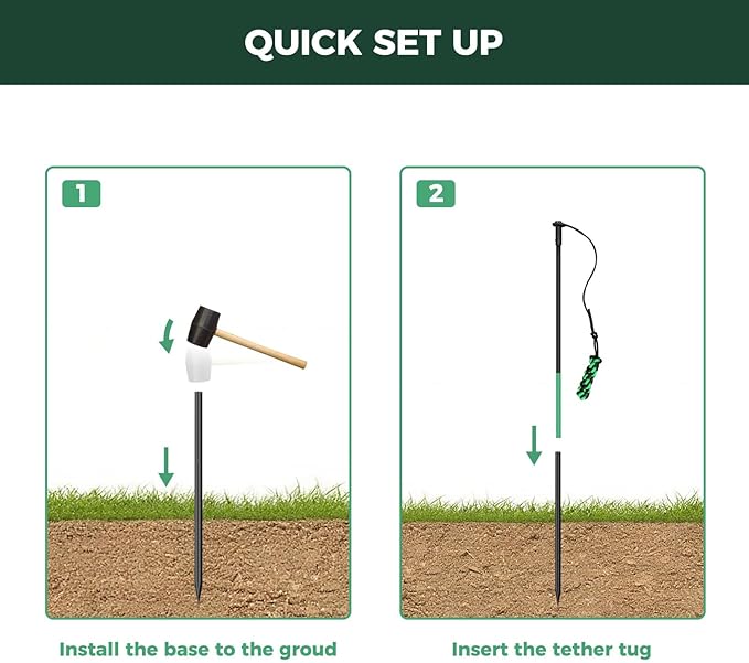 FXW TugPal Outdoor Tug of War Toy for Dog,Interactive Exercise Game with Fiberglass Rod for Yard,47 inch for Medium Dogs up to 60 lbs| Rustproof & Hands-Free Play,│Patent Pending