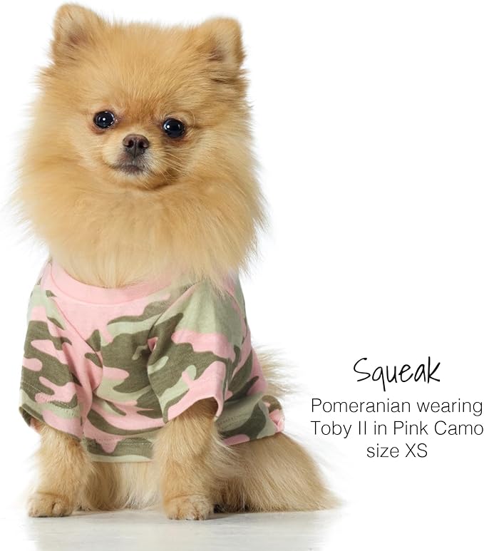 Toby II - The Perfect Tee, 3 Pack Short Sleeve Pet T-Shirt 100% Organic Cotton Tees Clothes for Small, Medium, Large Dogs, Pink Camo, XX-Small