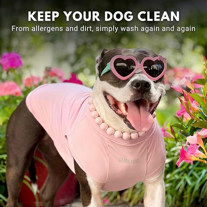 Spark Paws Sunblock Dog T-Shirt, SPF30 Protection, Lightweight Breathable Quick Dry for Dogs with Sensitive Skin - Purple & Pink (Set of 2) - 5XL