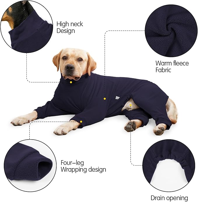 Fleece Dog Sweater for Small Medium Large Dog for Daily Run Walk Sleep Pet Winter Jacket & Windproof Clothes Coat Large Navy Blue