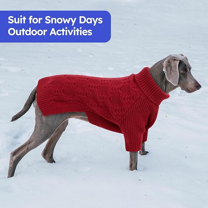 ASENKU XXL Dog Sweaters for Large Dogs Girls Boys, Doberman Sweater for Female Male, Winter Turtleneck Long Sleeve Pet Christmas Sweater for Golden Labrador,Red 2XL