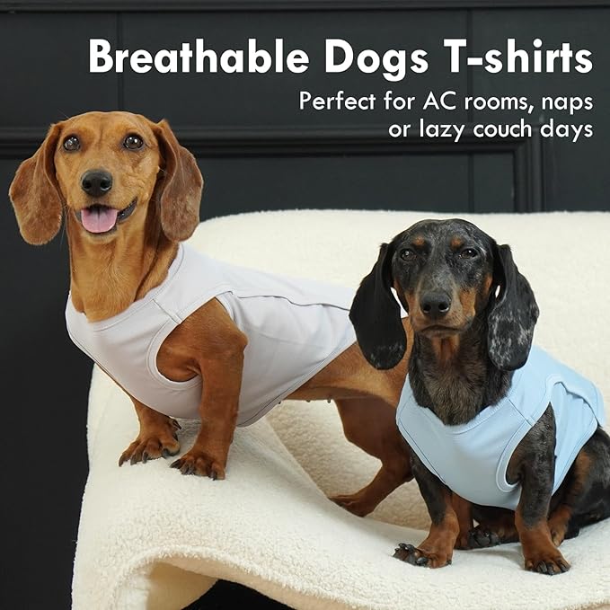 2 Pack Summer Dog Shirt, Quick Dry Cooling T-Shirts for Large Dogs, Sun Protection Breathable Vest, Durable Regulate Temperature Dog Clothes, Blue+Grey, 4XL