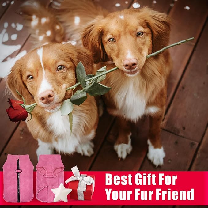 Idepet Dog Fleece Vest Sweater Zip Up Warm Pullover Dogs Jacket with D-Ring Leash Winter Cold Weater Coat Pet Sweatershirt Clothes Hoodie for Small Medium Dogs Boy Girl (Rose Red, XL)
