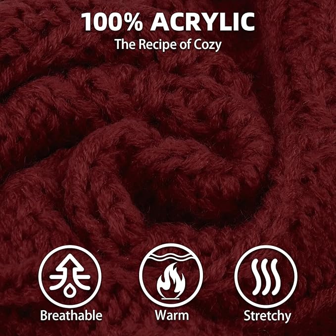 PUPTECK Dog Sweater, Turtleneck Warm Knitted Pullover Coat, Thick Cable Knitwear Clothes in Winter, Pet Apparel Outfits for Small Medium Dogs, for Cold Weather Indoor & Outdoor, Deep Red S