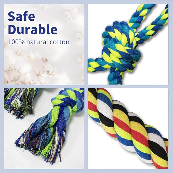 Heavy Duty Dog Rope Toys for Large Breed Aggressive Chewers, 2 Pack Indestructible Teeth Cleaning Tug of War Toy, Tough Chew Rope Tug Toy for Dogs – Interactive Toy