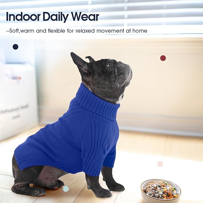 IECOii XL Dog Sweater,Winter Doggy Clothes for Large Dogs Girl Boy,Warm Pullover Soft Dog Sweater Turtleneck,Lightweight & Good Stretch for Active Dogs Like Beagle,Border Collie (Royal Blue,XLarge)