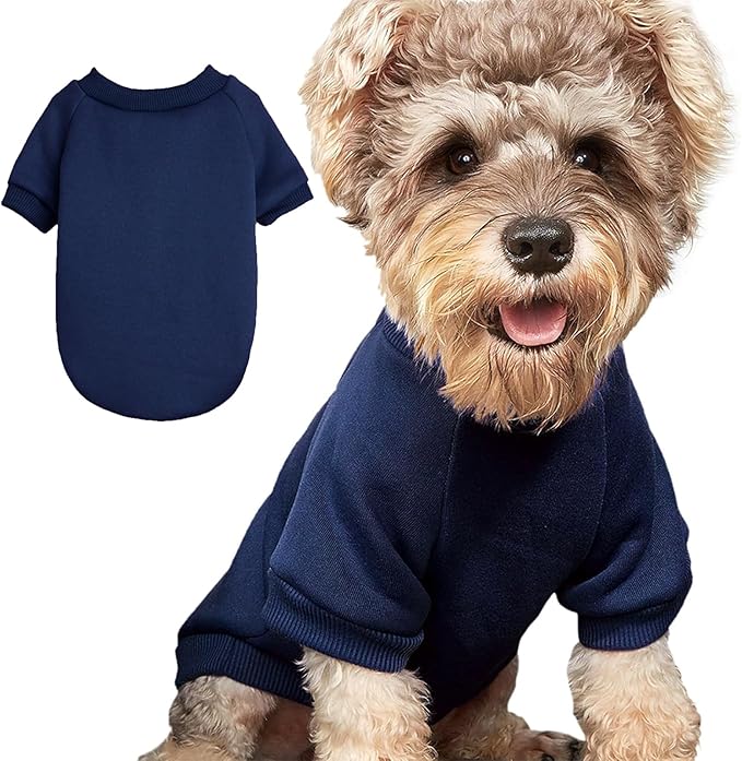 Puppy Sweater for Small Dogs Clothes Warm Winter Cat Clothe Pet Sweatshirt Knitwear Doggie Kitten Clothing (Large, Navy)