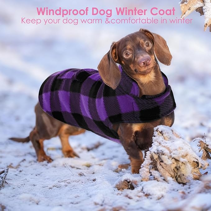 AOFITEE Dog Coat Plaid Dog Winter Coat for Large Dogs, Warm Dogs Jacket Christmas Sweater, Waterproof Pet Puffer Jacket, Reversible Pet Cold Weather Coats for Small Medium Large Pets, Purple XXL